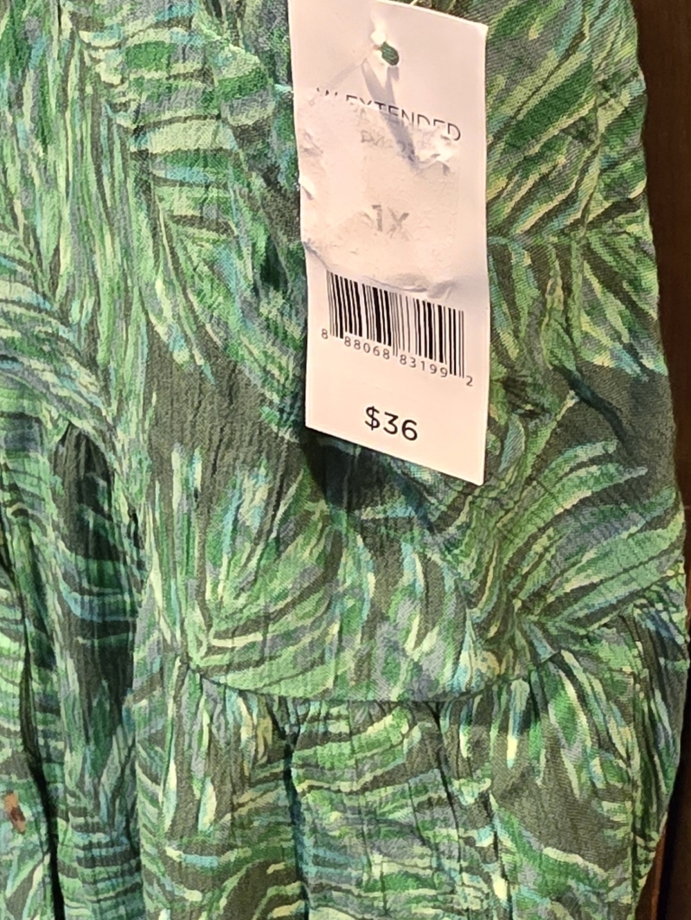 NWT Dip Green Tropical Palm Print Maxi Dress - Size 1X - Picture 9 of 16